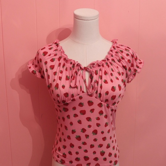 Ardene Tops - Pink Strawberry Print Women's Top
